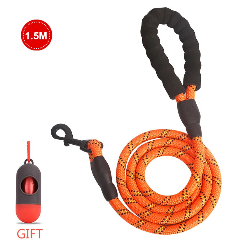 Reflective Dog Leash – Durable Rope Lead with Soft Padded Handle