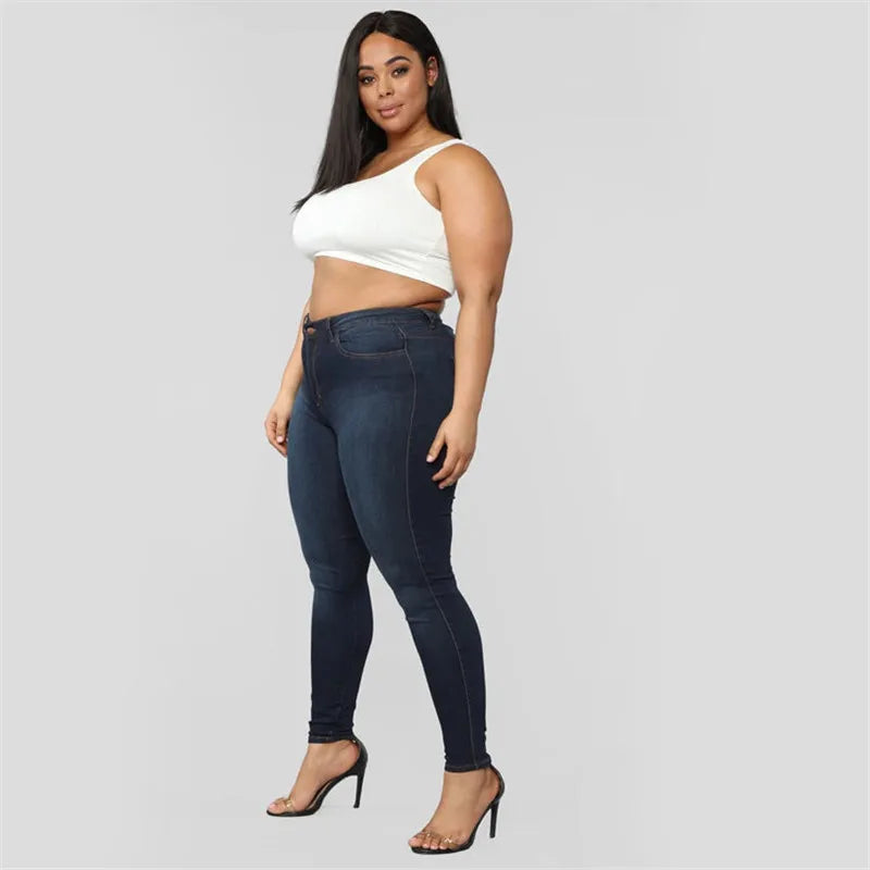 Plus Size Jeans XL–5XL – Women’s High Waist Skinny Denim Pants