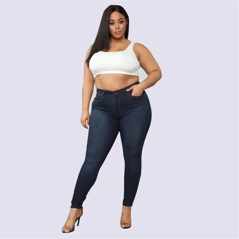 Plus Size Jeans XL–5XL – Women’s High Waist Skinny Denim Pants