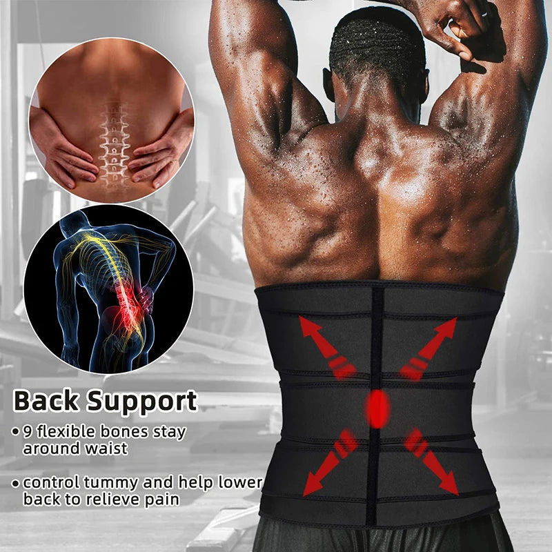 Men's Waist Trainer Fitness Belt – Sauna Sweat Corset Slimming Girdle | Body Shaper for Weight Loss & Back Support