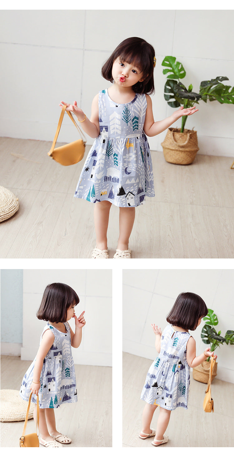 Cotton Cartoon Summer Dress for Girls – Sleeveless Princess Party Outfit