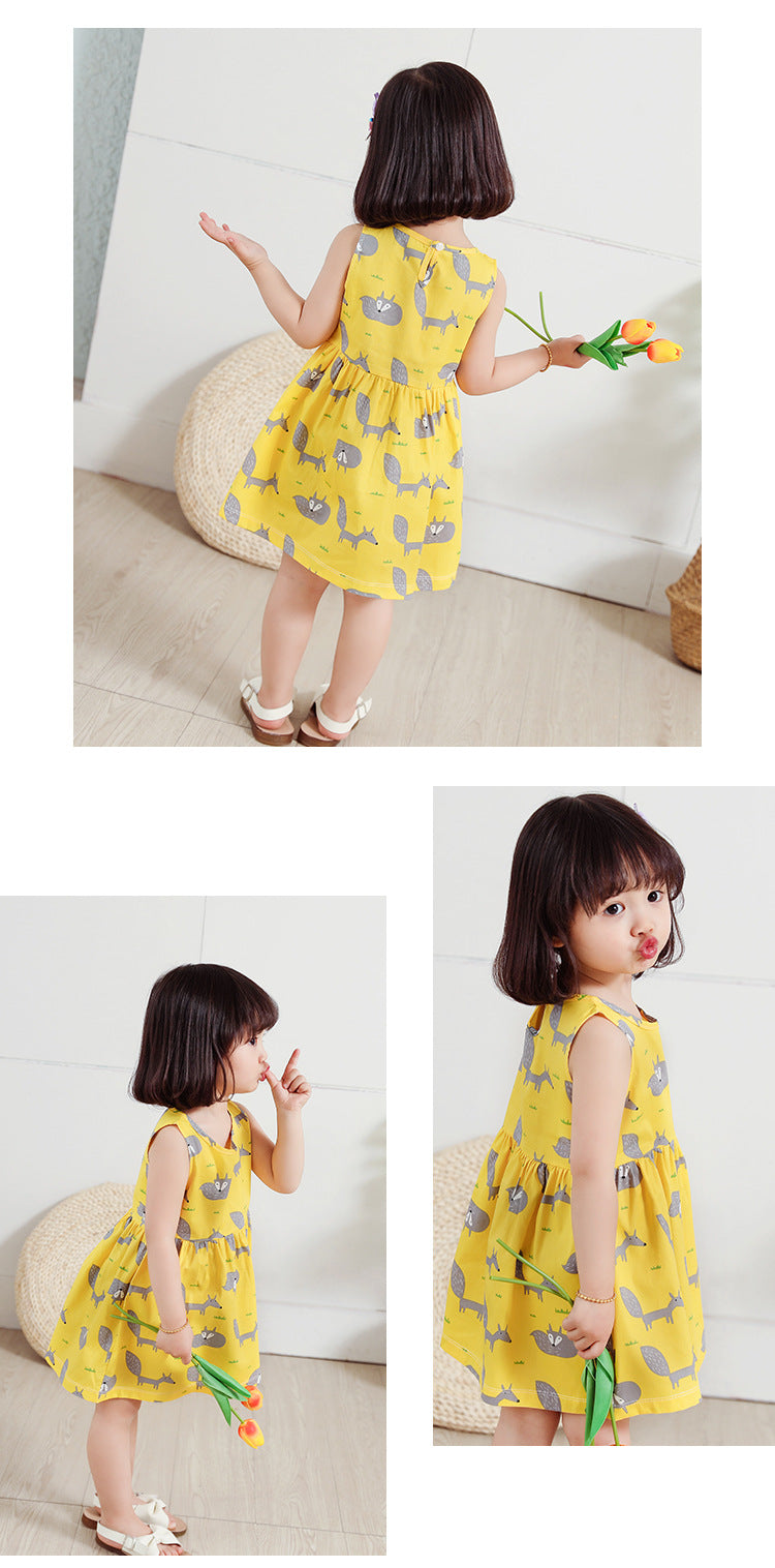Cotton Cartoon Summer Dress for Girls – Sleeveless Princess Party Outfit