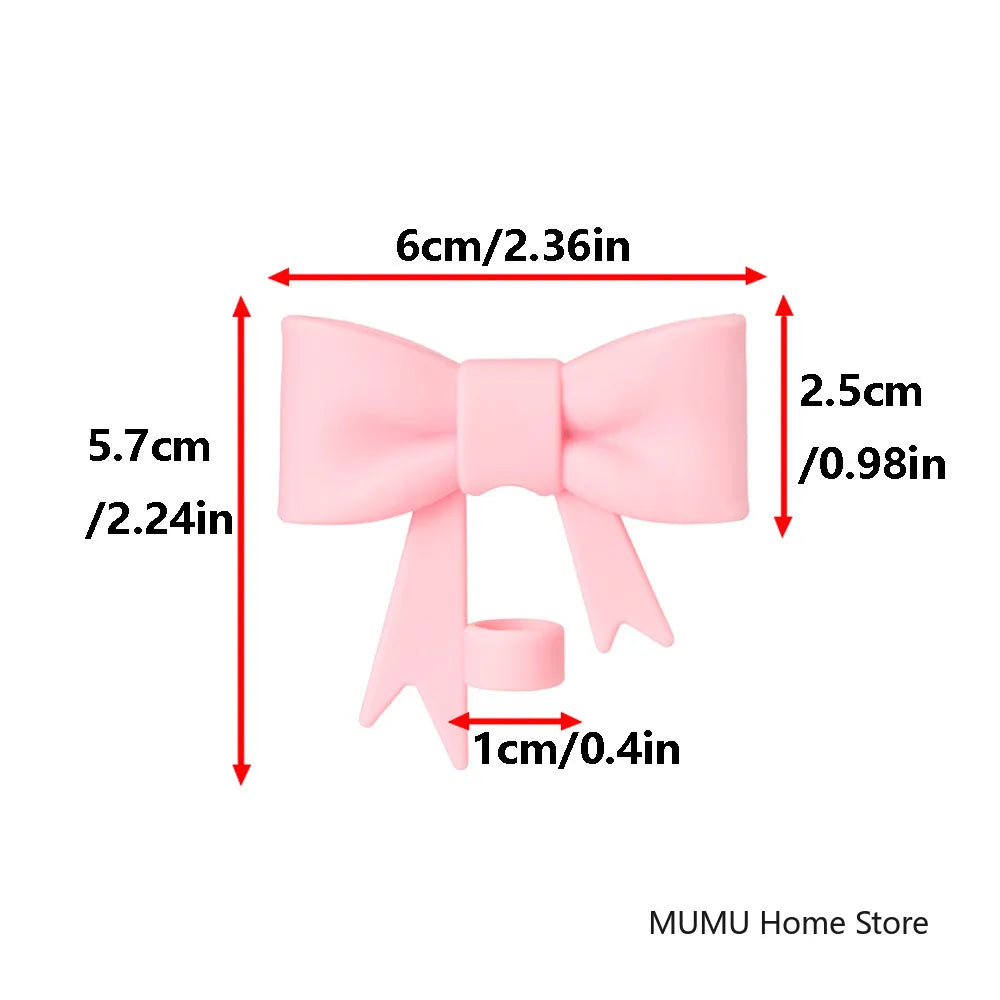 3Pcs Bow Straw Cap Covers & Toppers – Cute Silicone Accessories for Stanley Cups