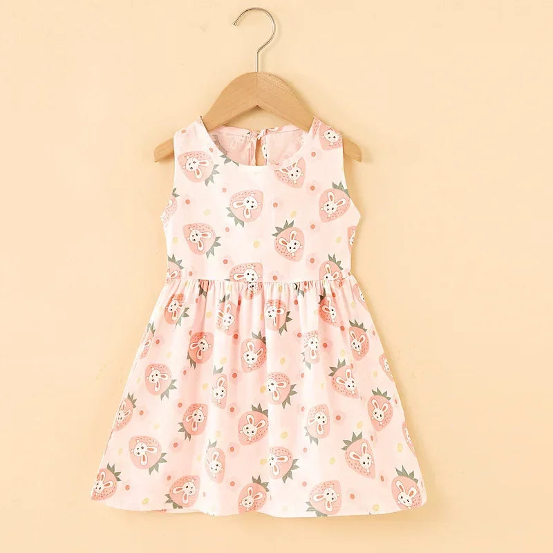 Cotton Cartoon Summer Dress for Girls – Sleeveless Princess Party Outfit
