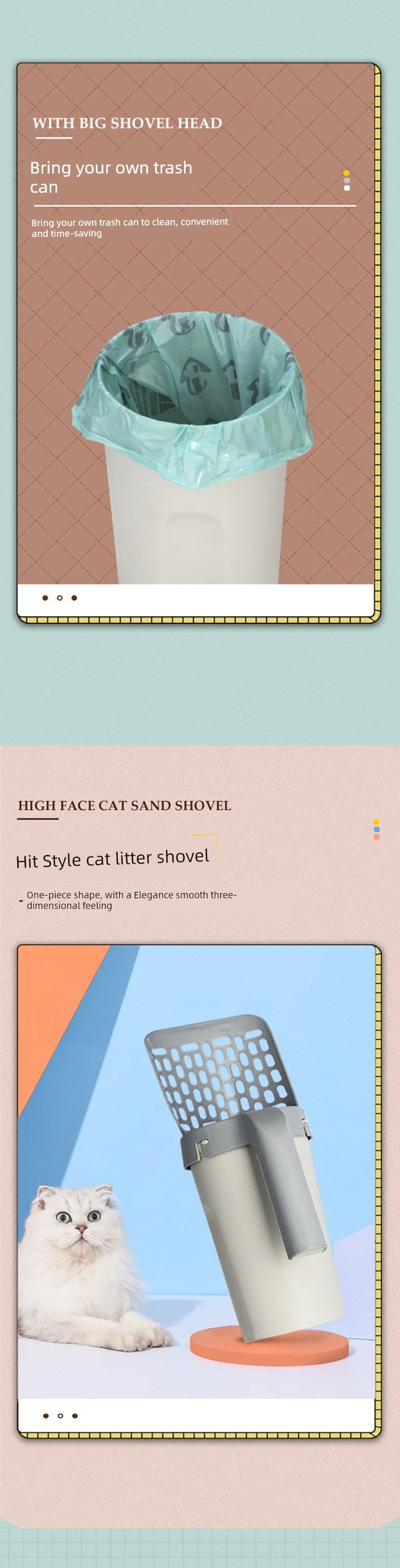 Quality Integrated Cat Litter Scoop – Large Capacity Shovel with Built-In Waste Bag Compartment