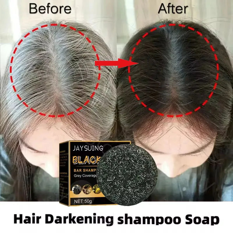 Natural Darkening Shampoo Bar – Restore Gray Hair & Beard to Black | Herbal Anti-Gray Hair Soap (50g)