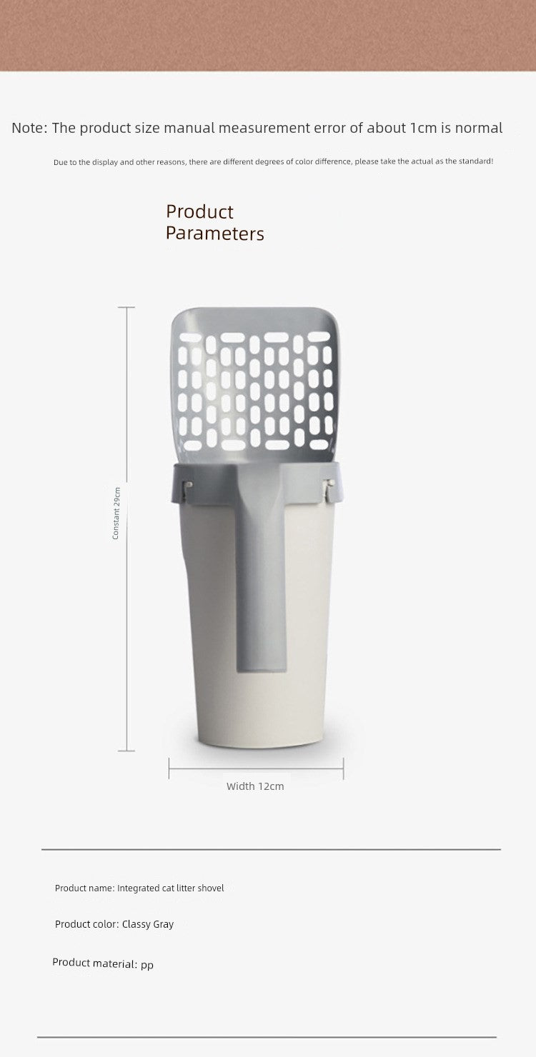 Quality Integrated Cat Litter Scoop – Large Capacity Shovel with Built-In Waste Bag Compartment