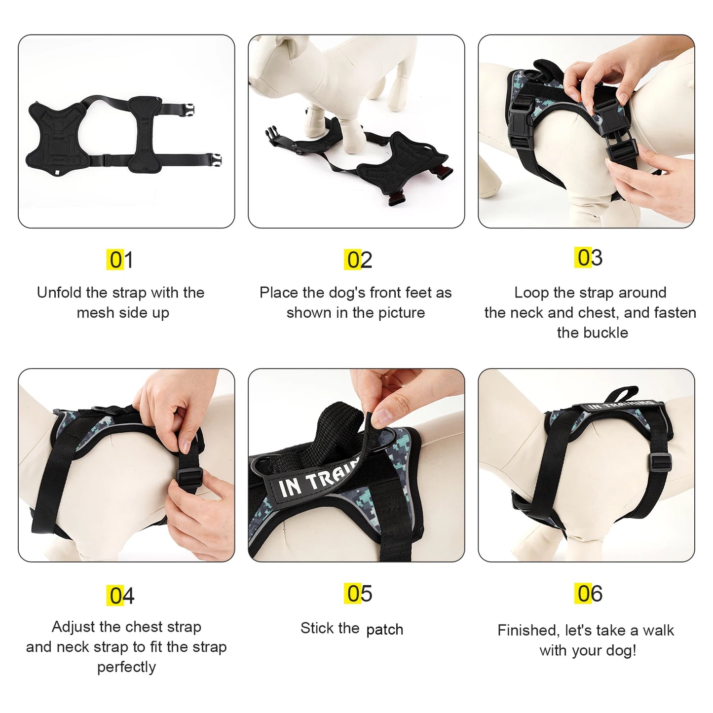 Tactical Reflective Dog Harness – No Pull Vest for Small to Large Dogs
