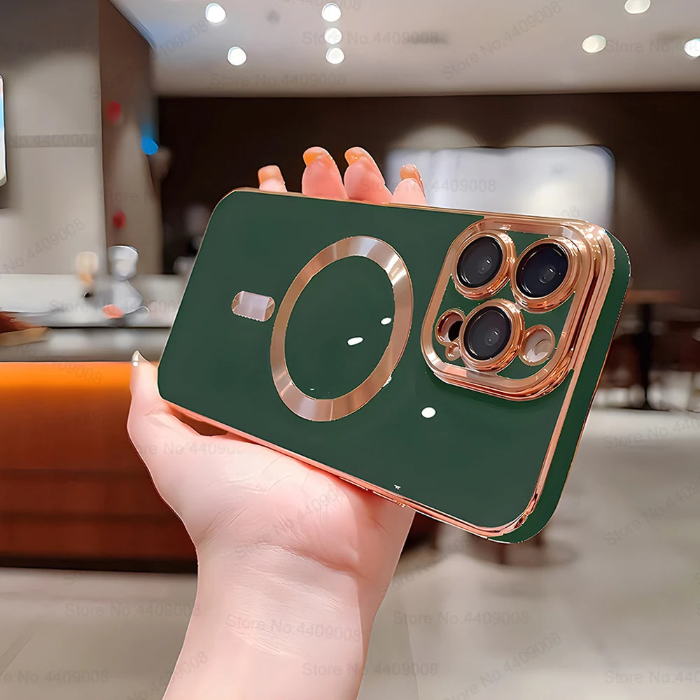 Luxury MagSafe-Compatible iPhone Case – Clear, Magnetic, and Durable
