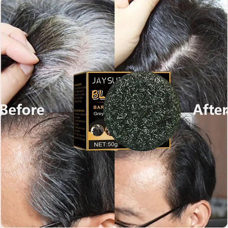 Natural Darkening Shampoo Bar – Restore Gray Hair & Beard to Black | Herbal Anti-Gray Hair Soap (50g)
