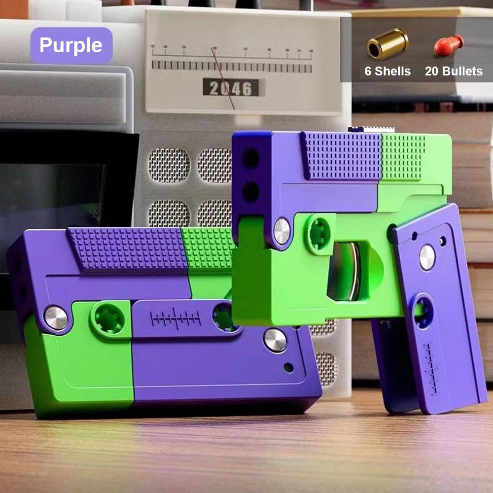 Cassette Tape Folding Toy Gun – Realistic Shell Ejecting Action!
