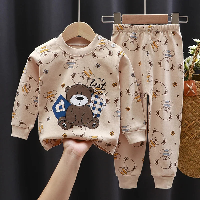 Unisex Cotton Pajama Set for Kids – Cozy Autumn & Winter Sleepwear