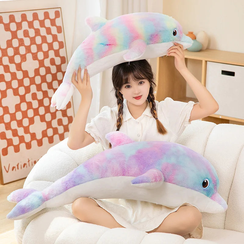 50cm Colorful Dolphin Plush Toy – Soft Cartoon Stuffed Animal Pillow | Birthday Gift for Kids, Boys & Girls, Home Decoration
