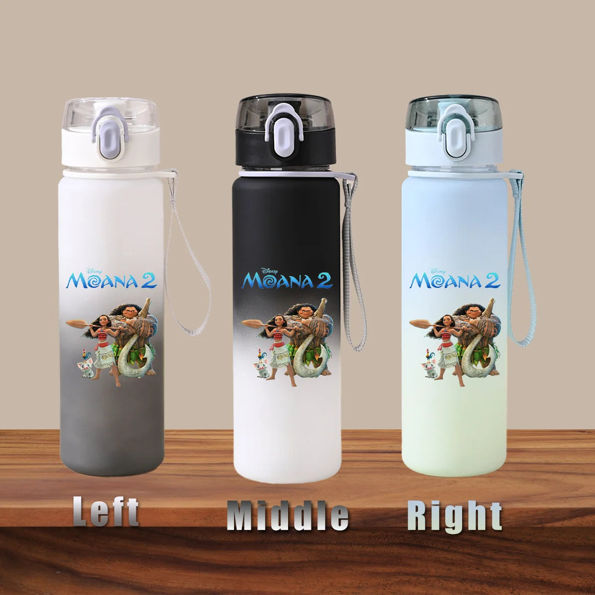 Disney Moana 2 Maui Kakamora Tia Animation Portable Plastic Gradient Outdoor Sport Water Bottle Child Gift Princess Fitness Run