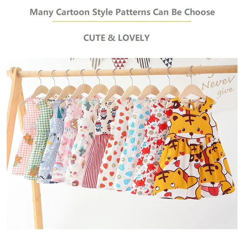 Cotton Cartoon Summer Dress for Girls – Sleeveless Princess Party Outfit