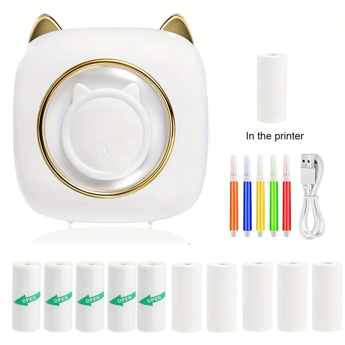 Thermal Mini Printer – Portable Sticker Printer with LED Light, Inkless Pocket Photo Printer for Notes & Journaling