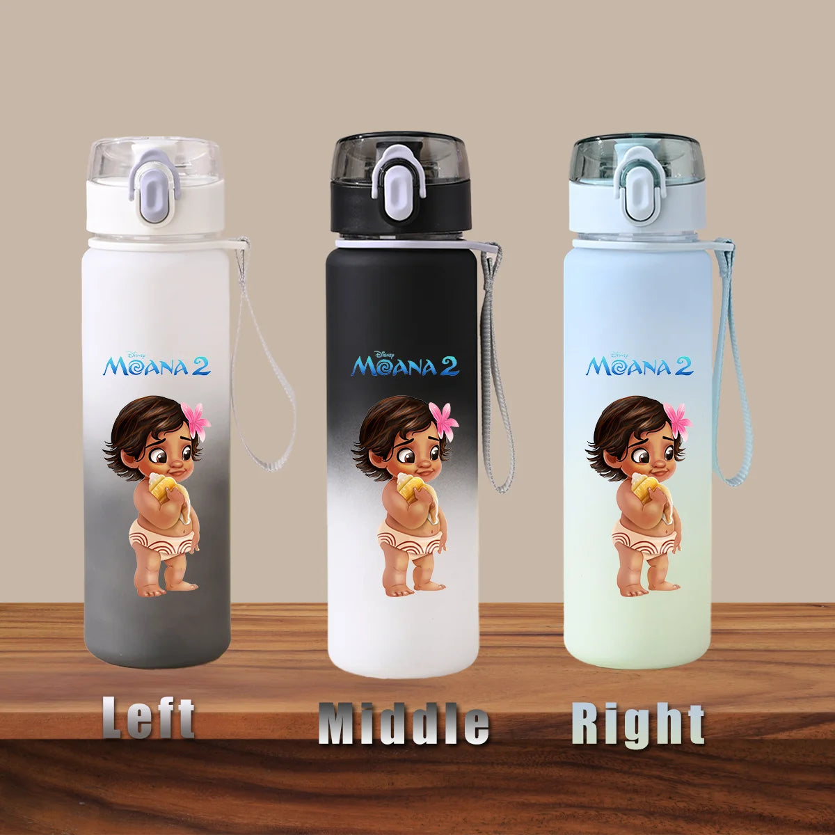 Disney Moana 2 Maui Kakamora Tia Animation Portable Plastic Gradient Outdoor Sport Water Bottle Child Gift Princess Fitness Run