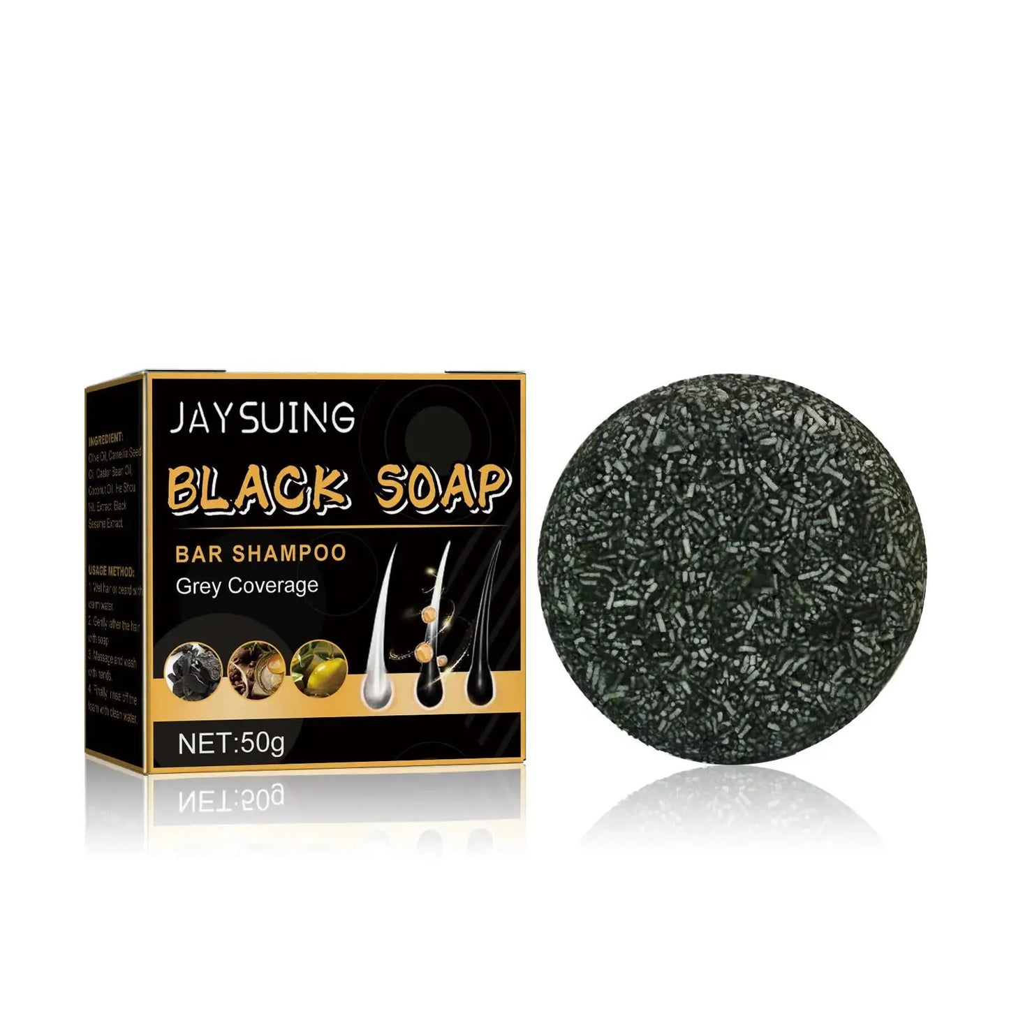 Natural Darkening Shampoo Bar – Restore Gray Hair & Beard to Black | Herbal Anti-Gray Hair Soap (50g)