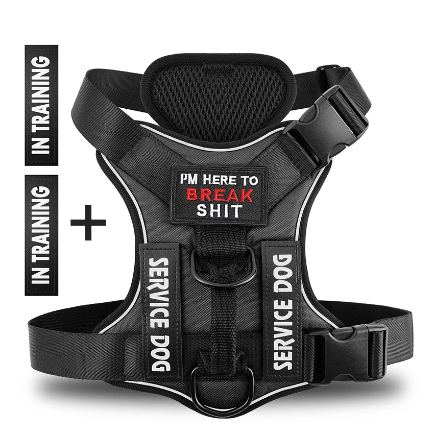 Tactical Reflective Dog Harness – No Pull Vest for Small to Large Dogs