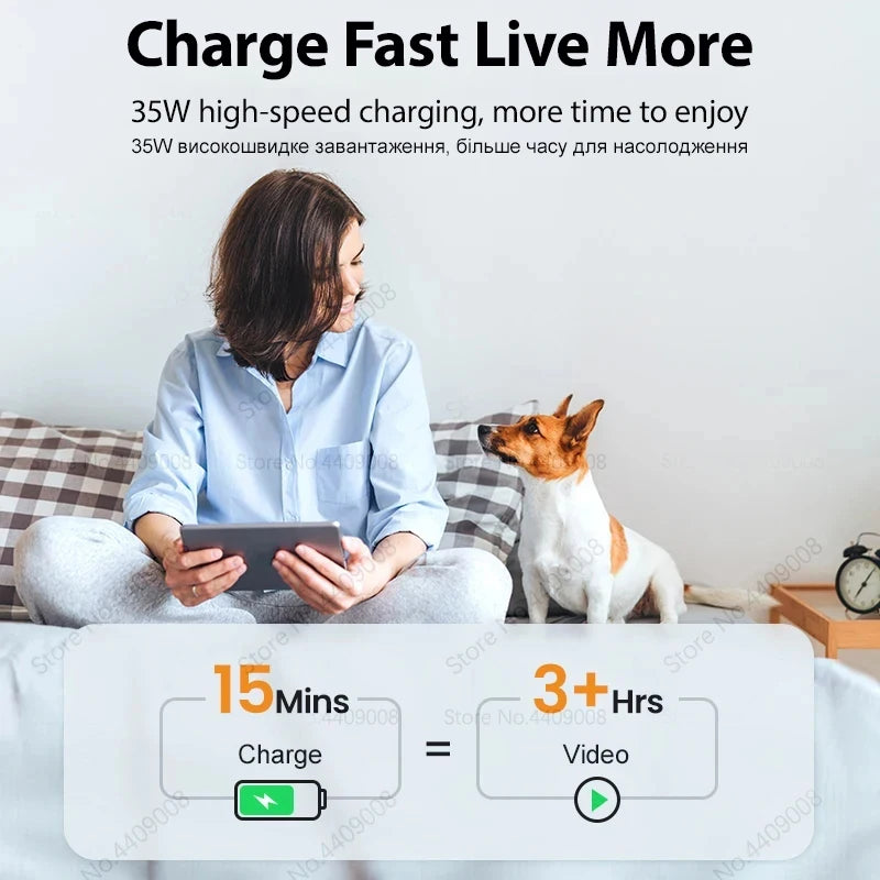 35W USB-C Fast Charger with Cable – Compatible with iPhone 11/12/13/14/15 Series