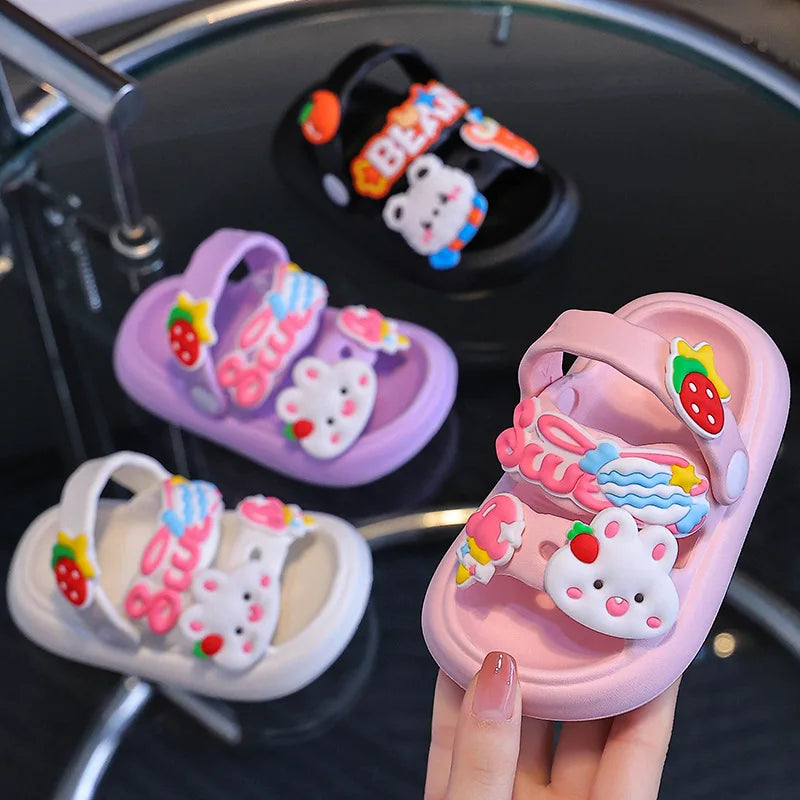 Kids Cartoon EVA Sandals – Summer Soft Slip-On Beach Slippers for Boys and Girls