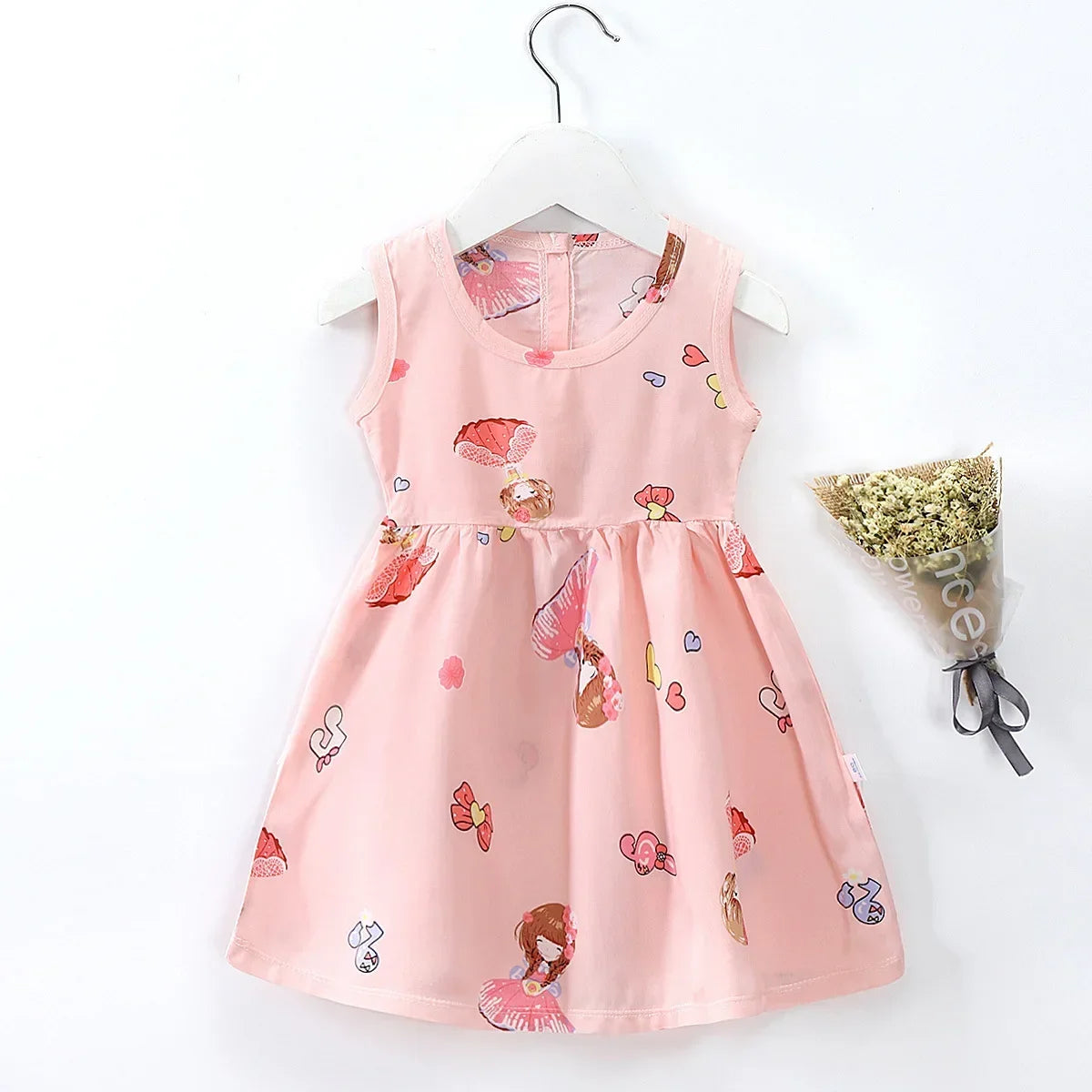 Cotton Cartoon Summer Dress for Girls – Sleeveless Princess Party Outfit