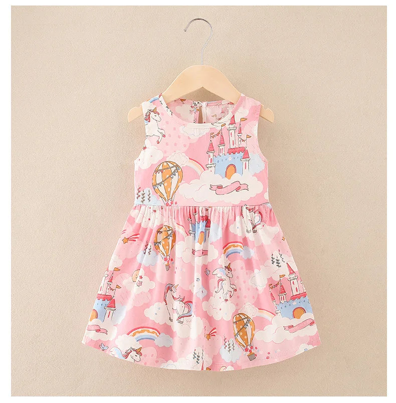 Cotton Cartoon Summer Dress for Girls – Sleeveless Princess Party Outfit