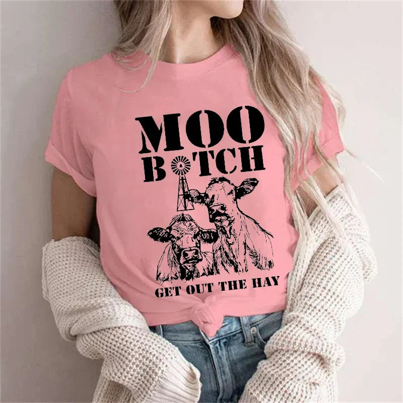 Sleeping Cow T-Shirt – Cute Animal Lover Top for Women