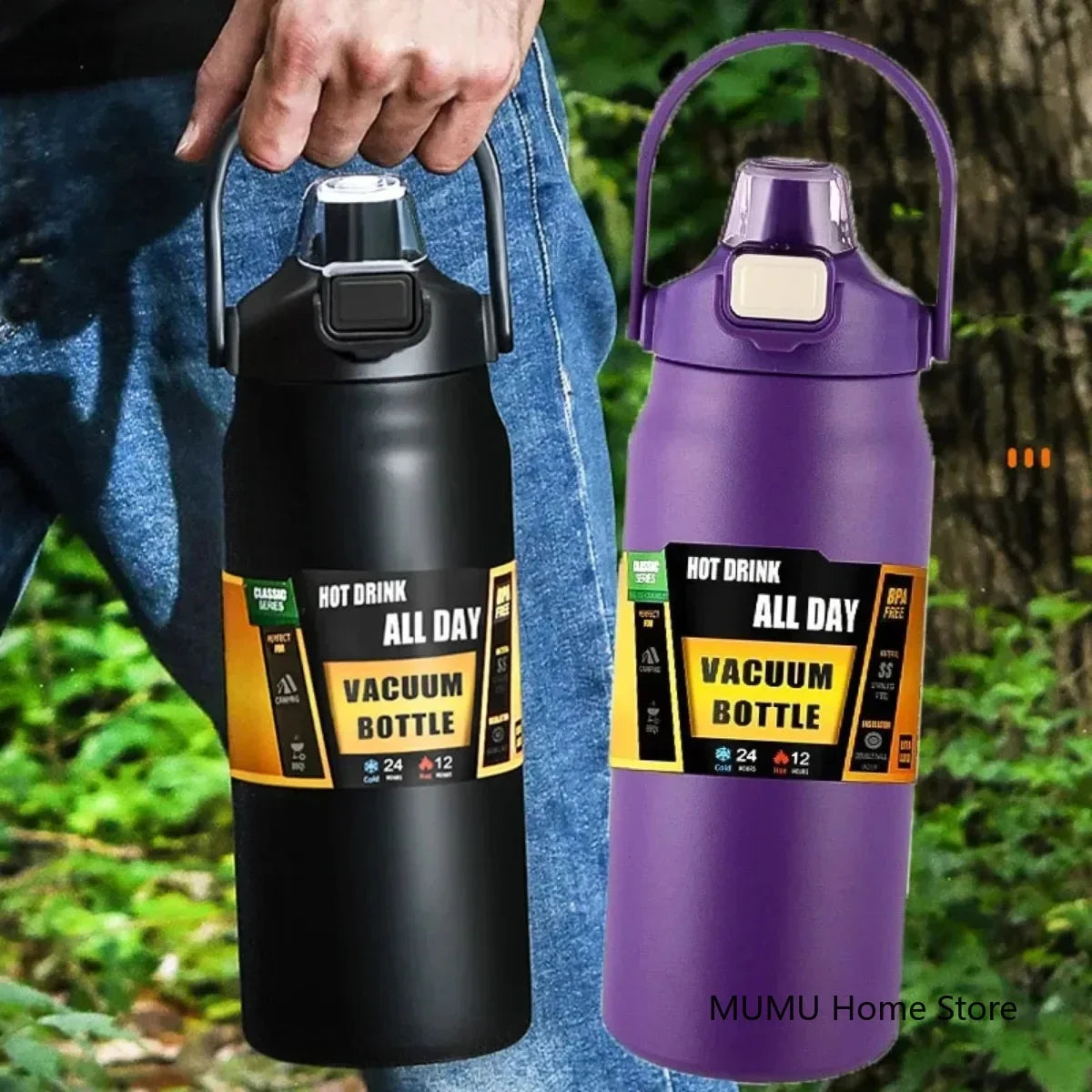 800ML / 1000ML / 1200ML Stainless Steel Thermo Water Bottle – Vacuum Insulated Travel Mug