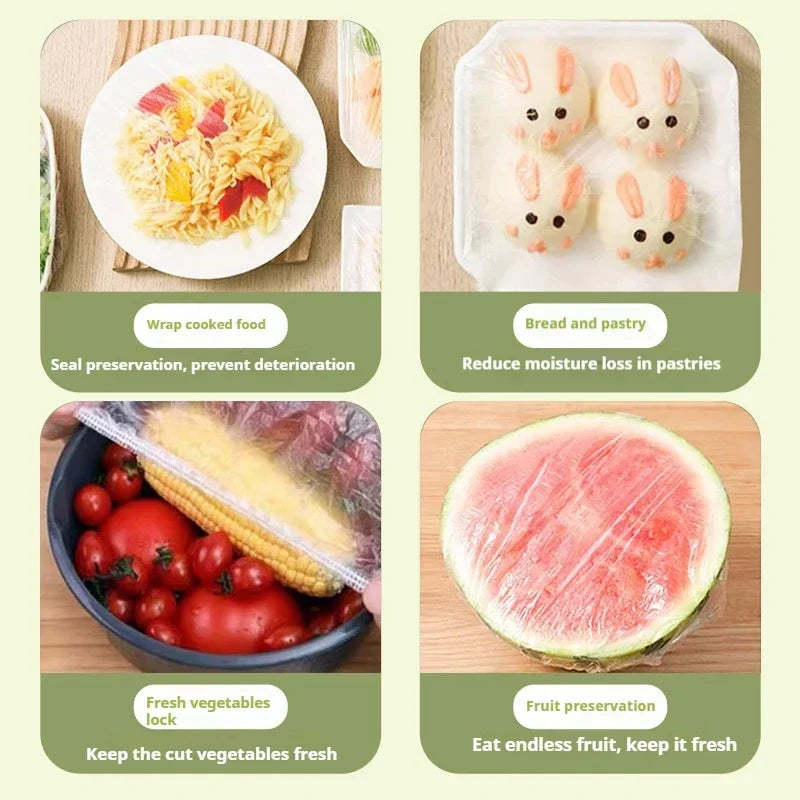Colorful Disposable Food Covers – Elastic Fresh-Keeping Plastic Wrap Bags (Multi-Use)
