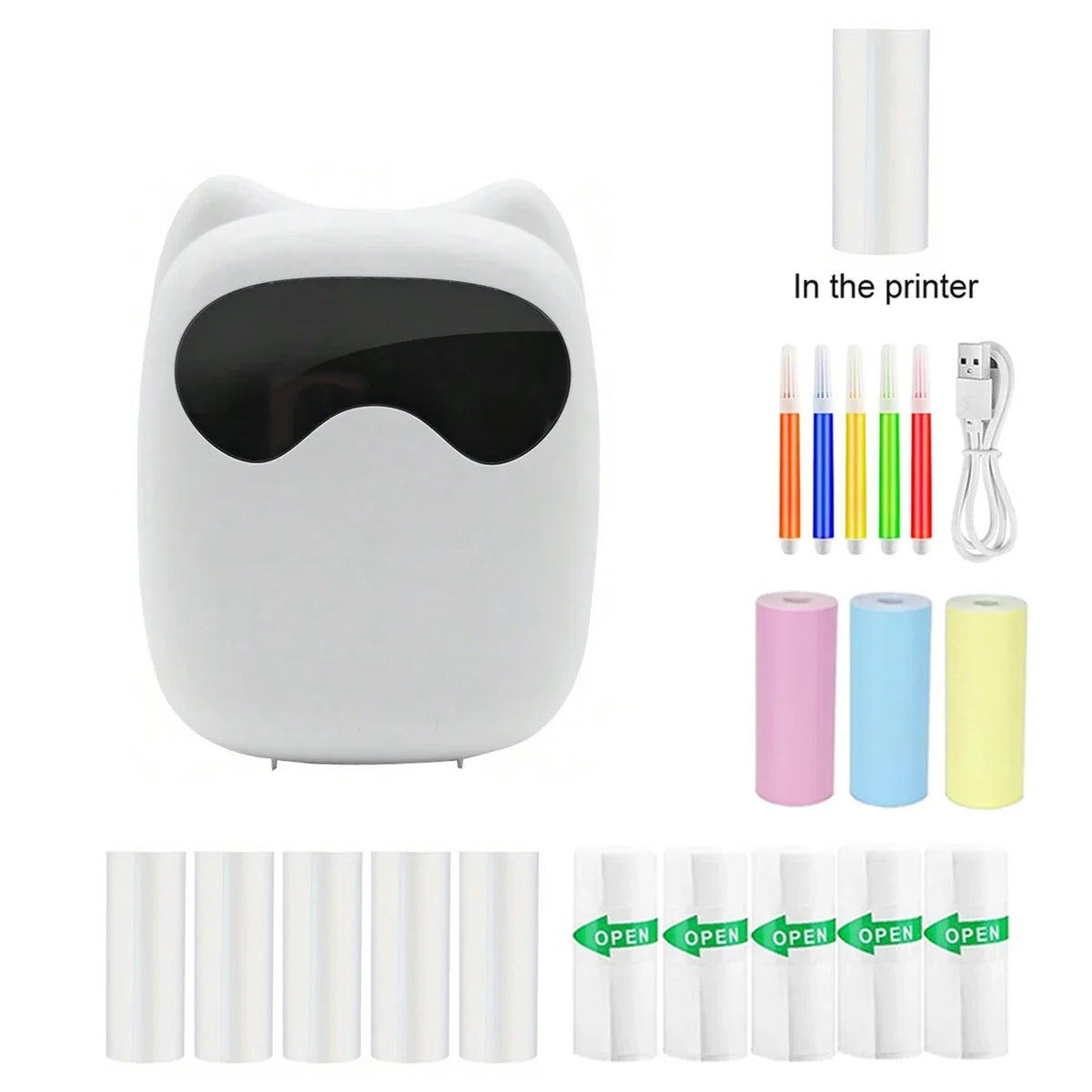 Thermal Mini Printer – Portable Sticker Printer with LED Light, Inkless Pocket Photo Printer for Notes & Journaling