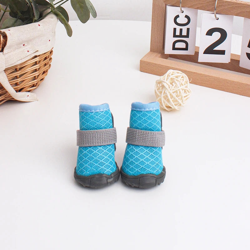 4pcs Breathable Dog & Cat Shoes – Anti-Slip, Year-Round Pet Paw Protectors