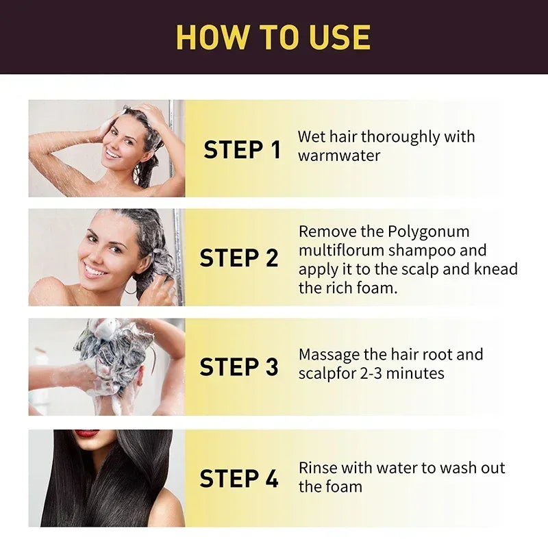 100ml Herbal Black Hair Dye Shampoo – 3-in-1 Instant Color, Cleanser & Conditioner