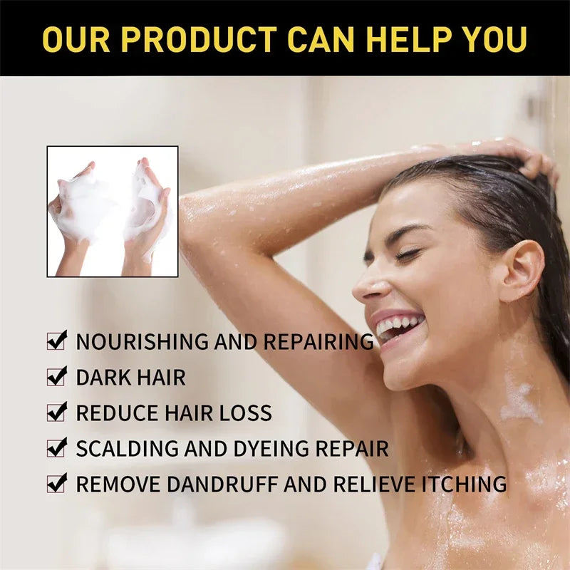 100ml Herbal Black Hair Dye Shampoo – 3-in-1 Instant Color, Cleanser & Conditioner