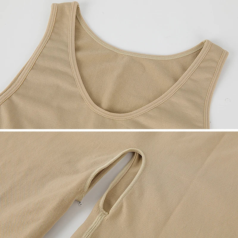 Men’s Sleeveless Full Body Shaper – Compression Bodysuit with Tummy Control & Thigh Slimming | Seamless Shapewear with Open Crotch