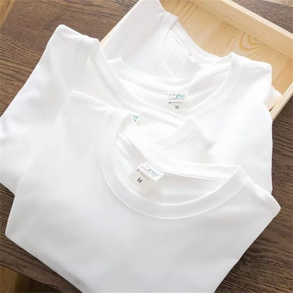 Unisex Summer Cotton T-Shirt – Solid Color O-Neck Casual Tee