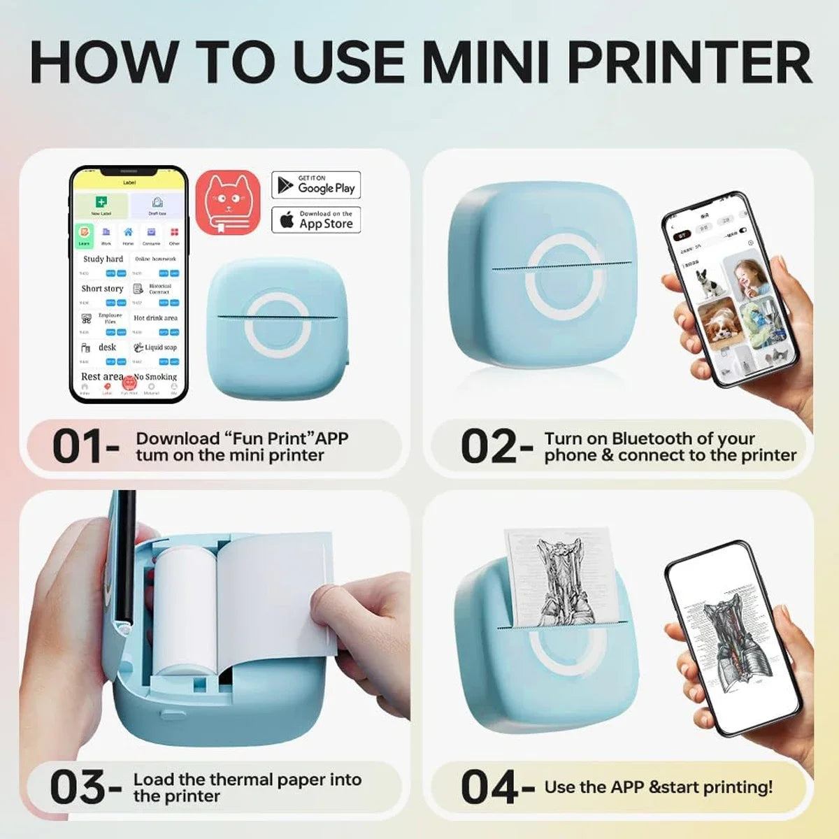 Mini Bluetooth Thermal Printer – Portable, Wireless, Ink-Free