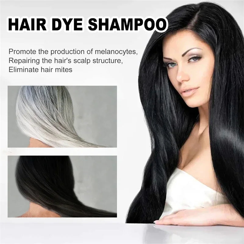 100ml Herbal Black Hair Dye Shampoo – 3-in-1 Instant Color, Cleanser & Conditioner