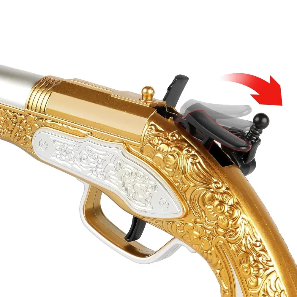 Golden Pirate Toy Gun – Soft Bullet Pistol for Cosplay & Dress-Up