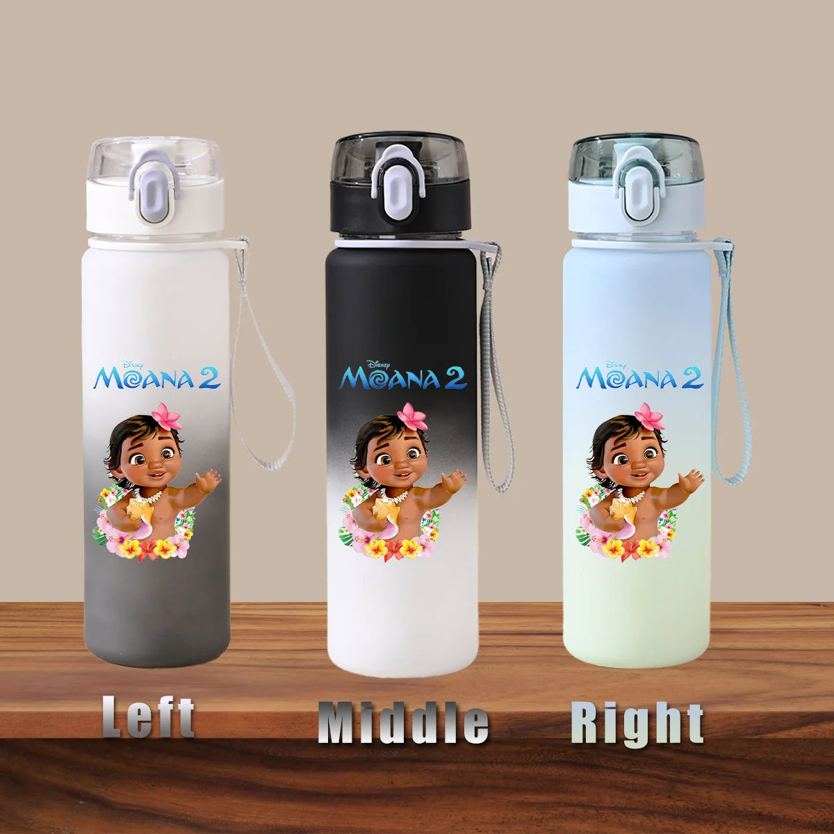 Disney Moana 2 Maui Kakamora Tia Animation Portable Plastic Gradient Outdoor Sport Water Bottle Child Gift Princess Fitness Run