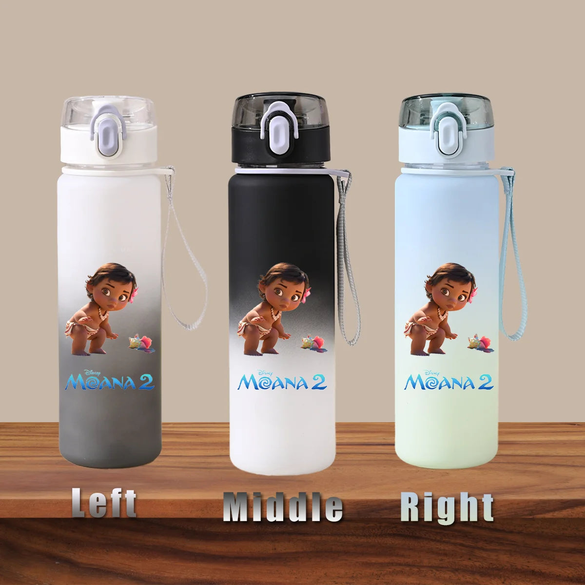 Disney Moana 2 Maui Kakamora Tia Animation Portable Plastic Gradient Outdoor Sport Water Bottle Child Gift Princess Fitness Run