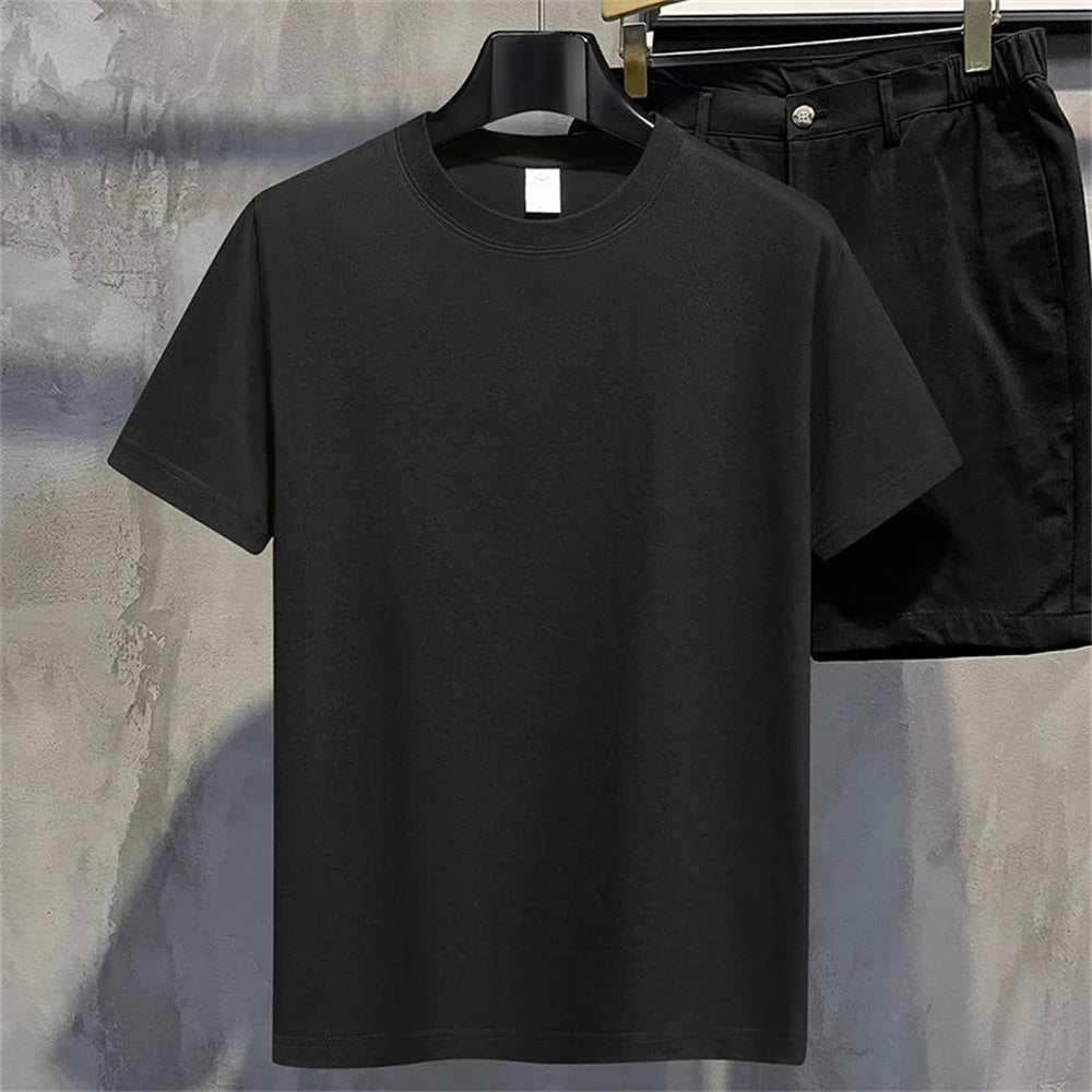 Unisex Summer Cotton T-Shirt – Solid Color O-Neck Casual Tee