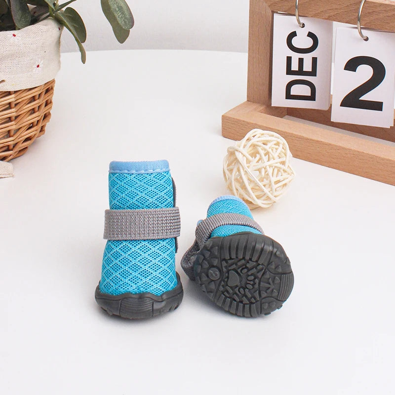 4pcs Breathable Dog & Cat Shoes – Anti-Slip, Year-Round Pet Paw Protectors