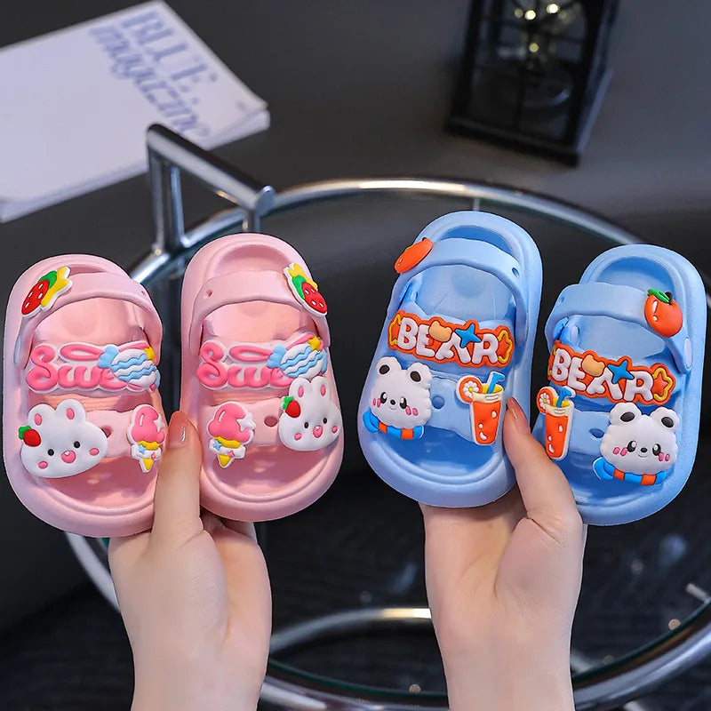Kids Cartoon EVA Sandals – Summer Soft Slip-On Beach Slippers for Boys and Girls