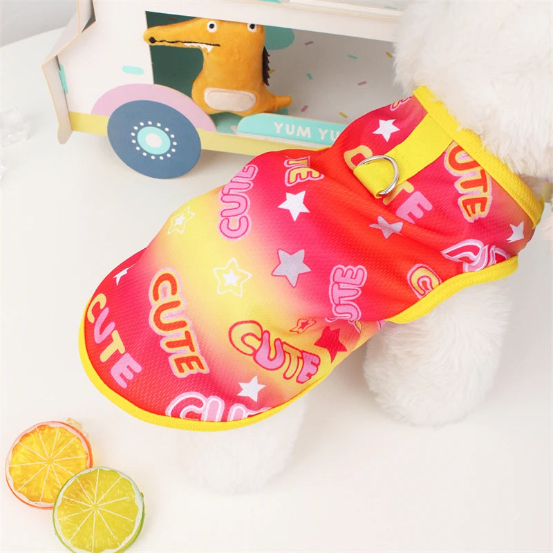 Cute Pet Dog Summer Vest – Smiling Face Print T-Shirt for Small Dogs (XS–XXL)