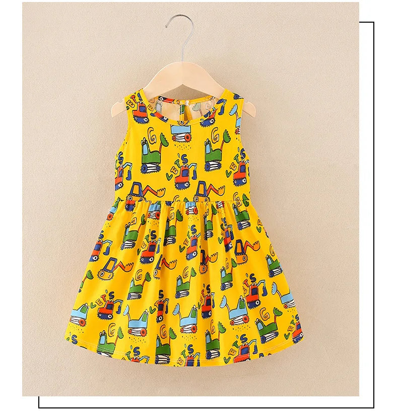 Cotton Cartoon Summer Dress for Girls – Sleeveless Princess Party Outfit