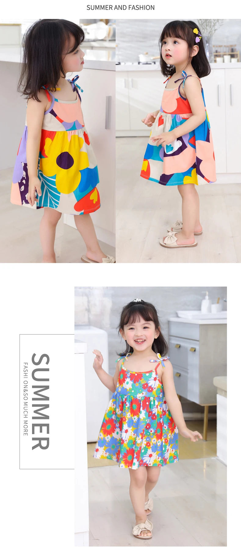 Summer Princess Floral Cotton Dress – Sleeveless Casual Dress for Girls
