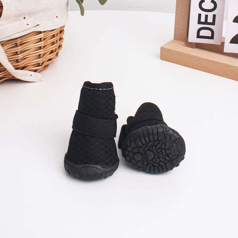 4pcs Breathable Dog & Cat Shoes – Anti-Slip, Year-Round Pet Paw Protectors