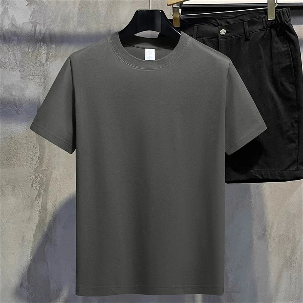 Unisex Summer Cotton T-Shirt – Solid Color O-Neck Casual Tee