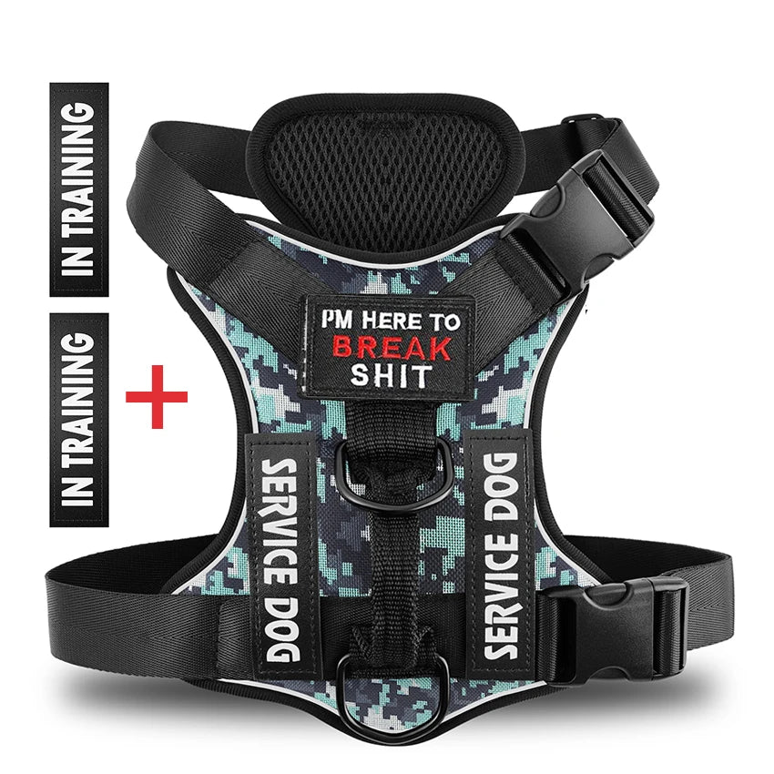 Tactical Reflective Dog Harness – No Pull Vest for Small to Large Dogs